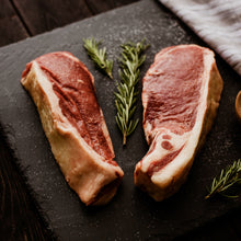 Load image into Gallery viewer, Dry Aged, Pastured Beef New York Steaks
